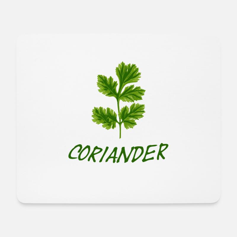 Koriander mit Schriftzug - Mousepad (Querformat) - Weiß