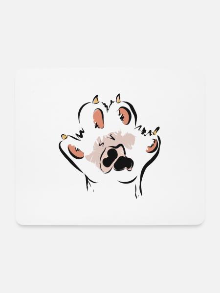 cat Katze give me 5 - Mousepad (Querformat) - Weiß
