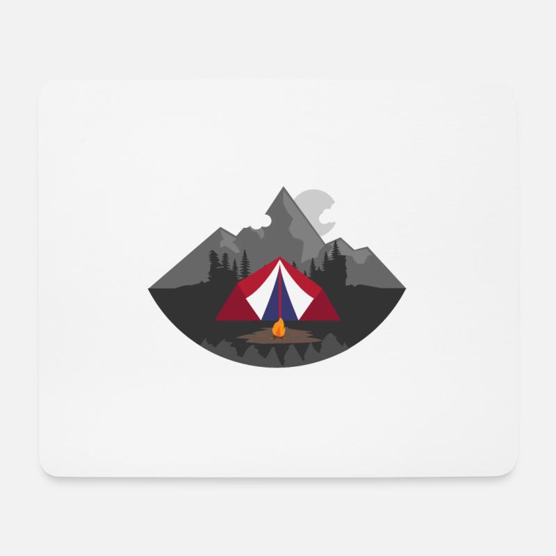 Bushcraft Wolken Berg Holz Feuer Sonne Geschenk - Mousepad (Querformat) - Weiß