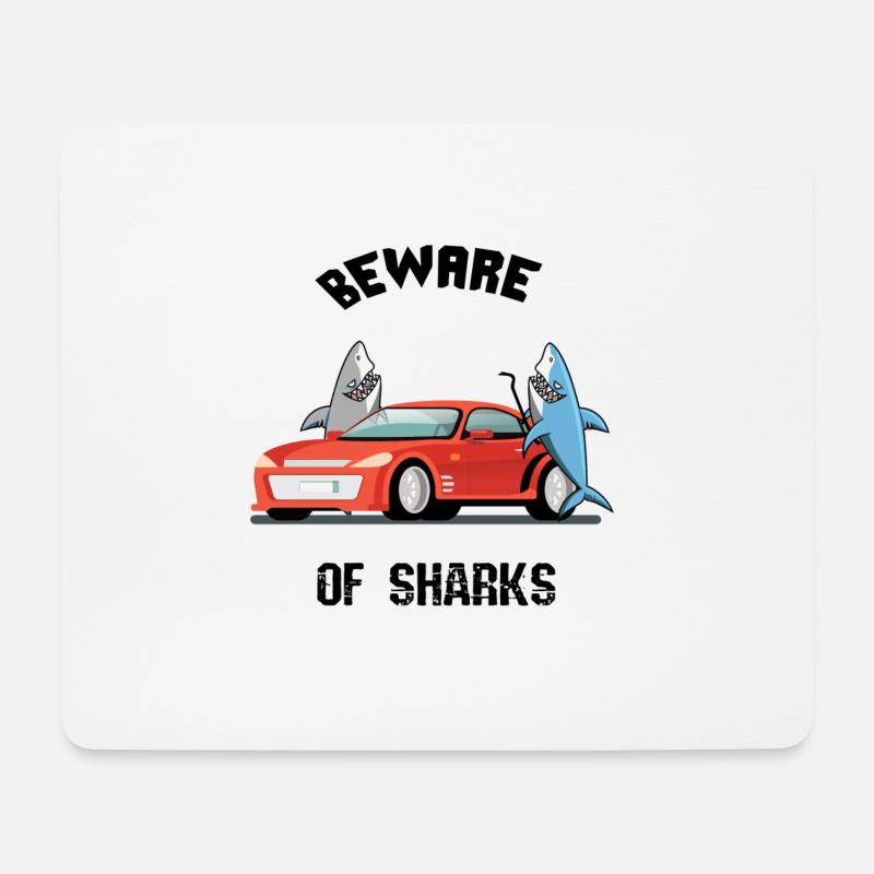 Lustige Haifische Weißer Hai Walhai Fisch Geschenk - Mousepad (Querformat) - Weiß