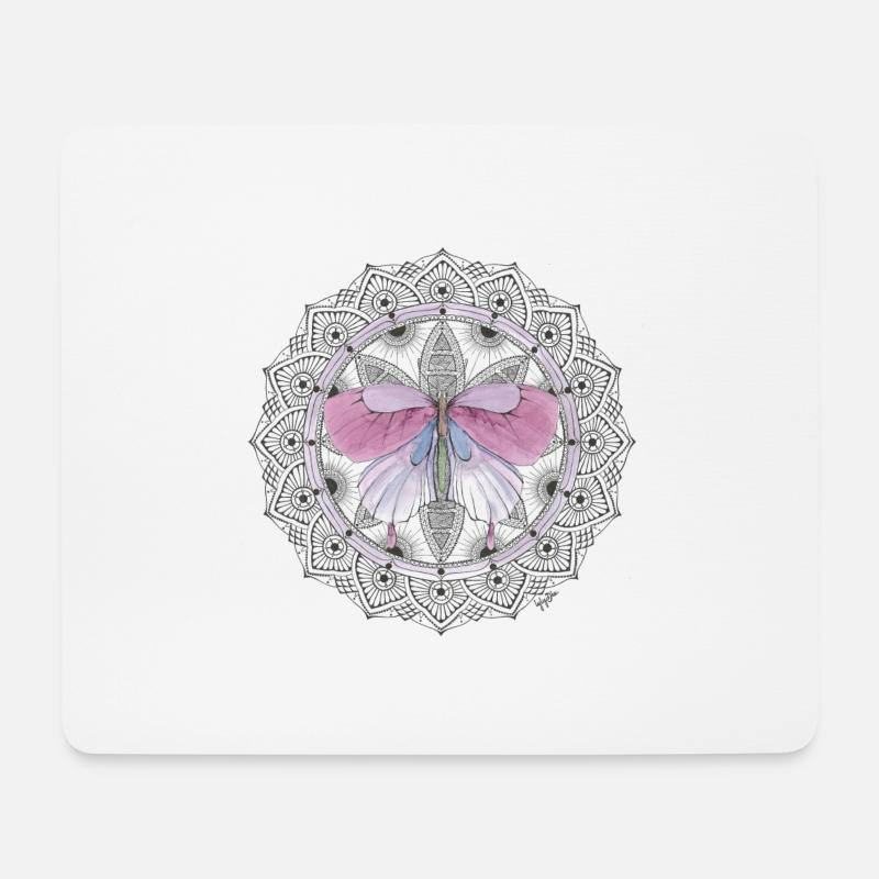 mandala Schmetterling - Mousepad (Querformat) - Weiß
