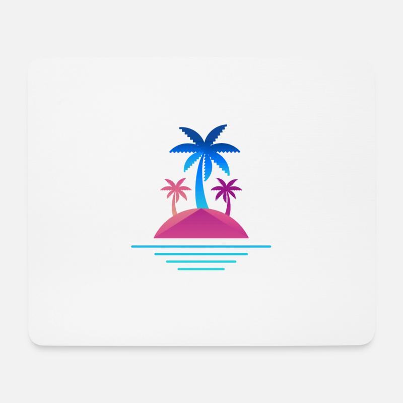 Insel Palmen Design Auszeit - Mousepad (Querformat) - Weiß