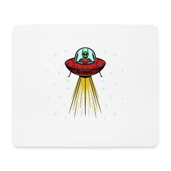 Weihnachten Weihnachtsmann als Alien im Ufo - Mousepad (Querformat) - Weiß - Vorne