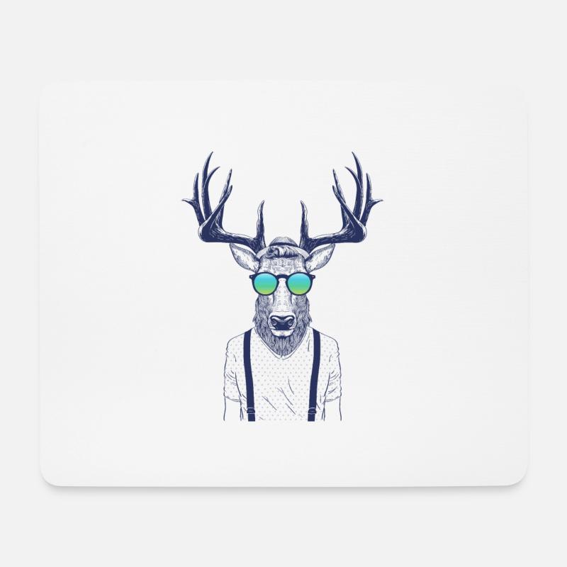 Cooler Hirsch - Mousepad (Querformat) - Weiß