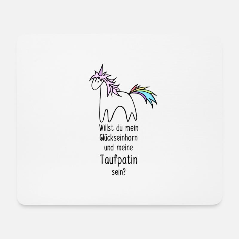 Glückseinhorn Taufpatin - Mousepad (Querformat) - Weiß