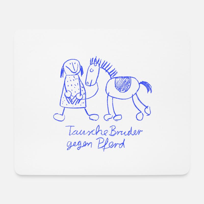 Tausche Bruder gegen Pferd - Mousepad (Querformat) - Weiß