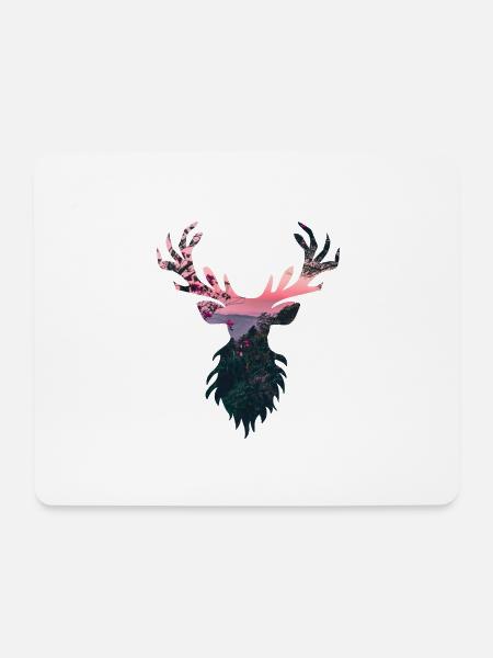 Deer Hirsch - Mousepad (Querformat) - Weiß