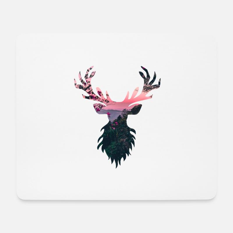 Deer Hirsch - Mousepad (Querformat) - Weiß