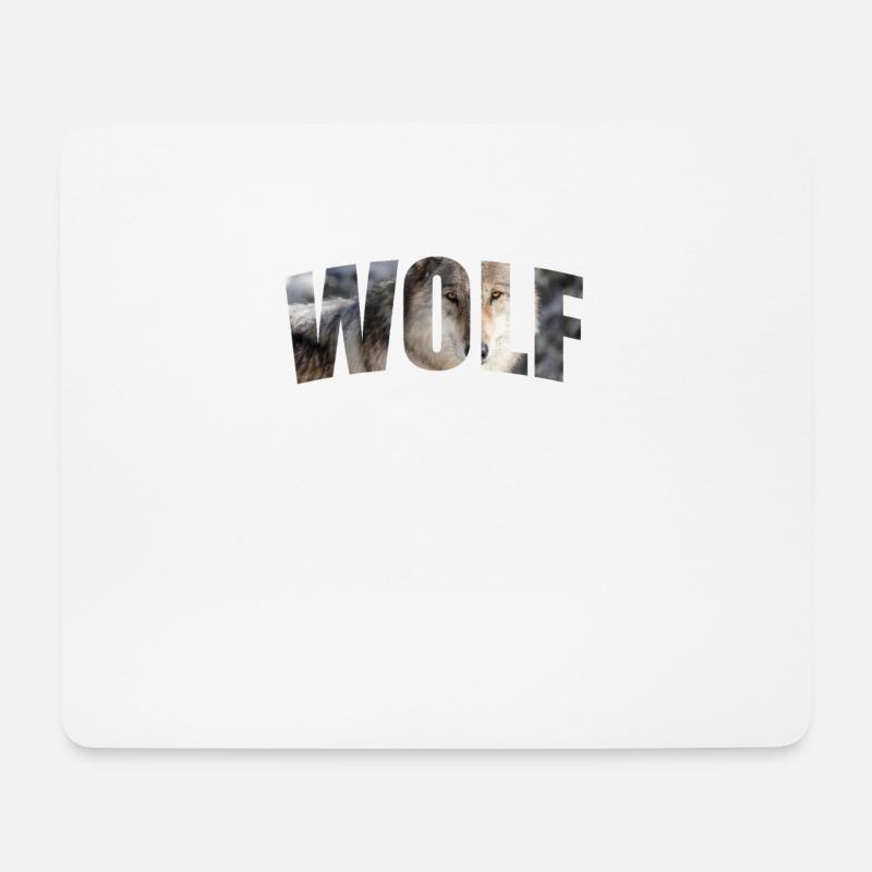 Wolf - Mousepad (Querformat) - Weiß