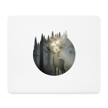 Nature Hirsch Deer Outdoor Wald Wildnis - Mousepad (Querformat) - Weiß - Vorne