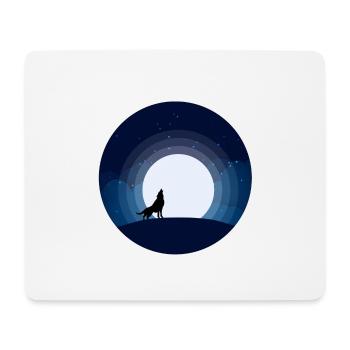 Mond Wolf Nachthimmel Berg heult heulen Vollmond - Mousepad (Querformat) - Weiß - Vorne