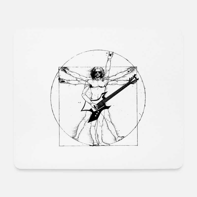 Da Vinci Heavy Metal Elektrogitarre - Mousepad (Querformat) - Weiß