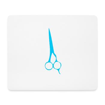 Une paire de ciseaux bleus chez le coiffeur - Tapis de souris (format paysage) - blanc - Devant