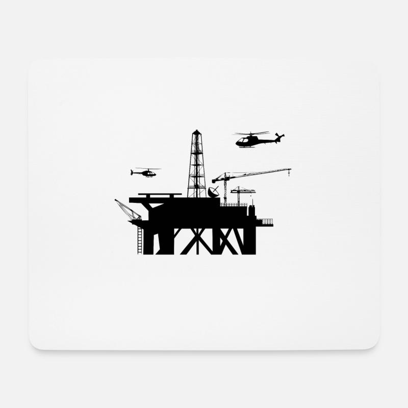 Ein riesige Bohrinsel im Meer - Mousepad (Querformat) - Weiß