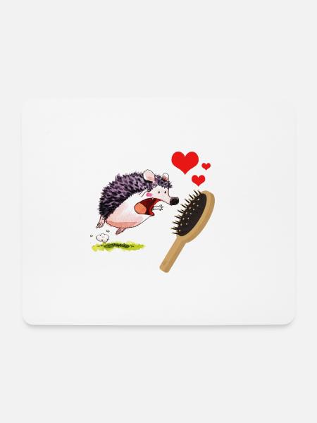 Igel Liebt Kamm - Muttertag und Valentinstag - Mousepad (Querformat) - Weiß