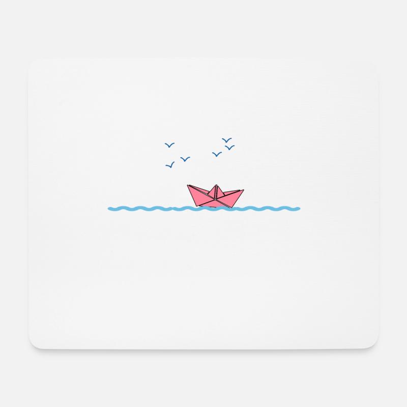 Origami Boot auf dem Ozean - Mousepad (Querformat) - Weiß