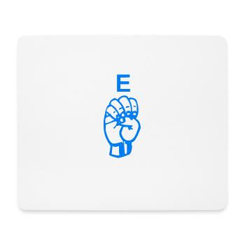 Un E bleu en langue des signes - Tapis de souris (format paysage) - blanc - Devant