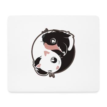 Yin Yang Cat Dog Black and White - Gift Idea - Mouse Pad (horizontal) - white - Front
