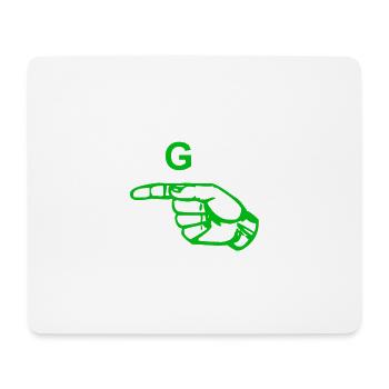 Les doigts verts indiquent un G - Tapis de souris (format paysage) - blanc - Devant