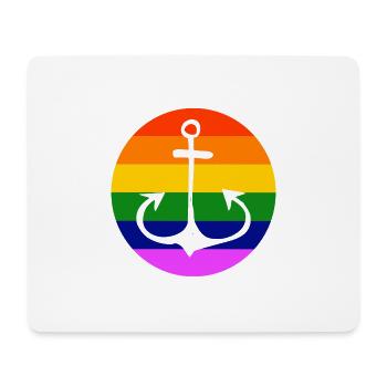 LGBT Gay Pride Ahoy Anchor CSD Rainbow - Mouse Pad (horizontal) - white - Front