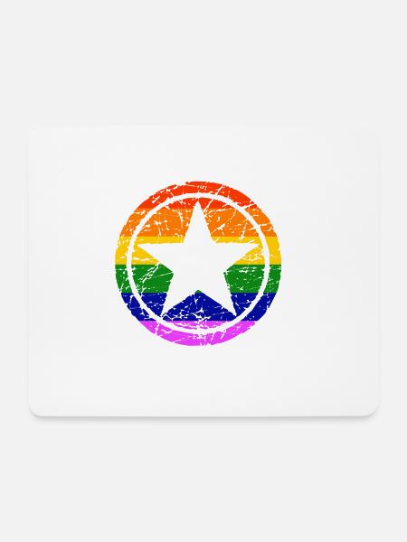 LGBT Gay Pride Star CSD Regenbogen Coming Out - Mousepad (Querformat) - Weiß