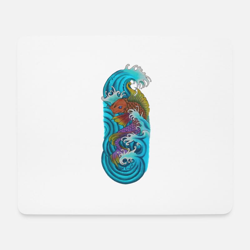Japanischer Koi Fisch Orange lila - Mousepad (Querformat) - Weiß