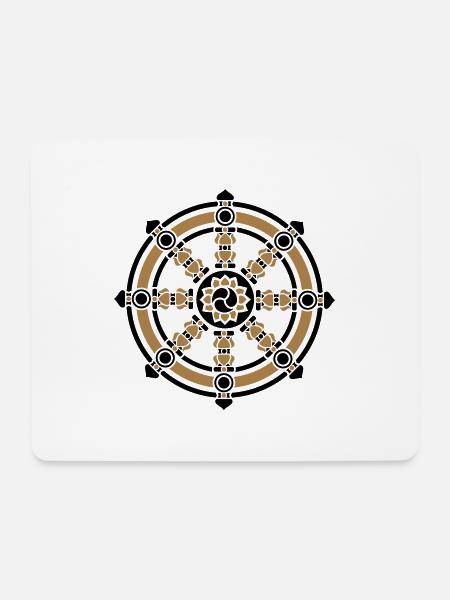 Dharma Rad, wheel, Buddhismus, Chakra, Lehre - Mousepad (Querformat) - Weiß