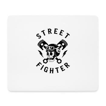 street fighter, biker, Motorrad, Totenkopf - Mousepad (Querformat) - Weiß - Vorne