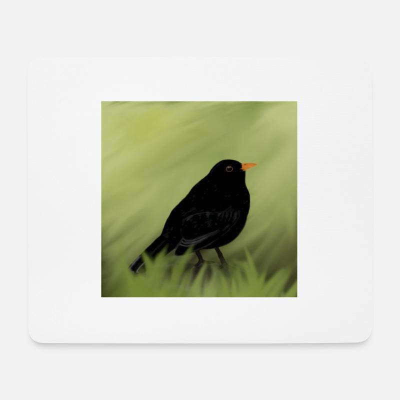 Amsel - Mousepad (Querformat) - Weiß