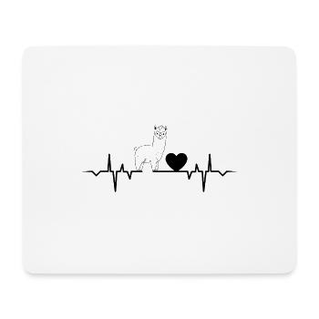 Llama Alpaca Heartbeat - Mouse Pad (horizontal) - white - Front