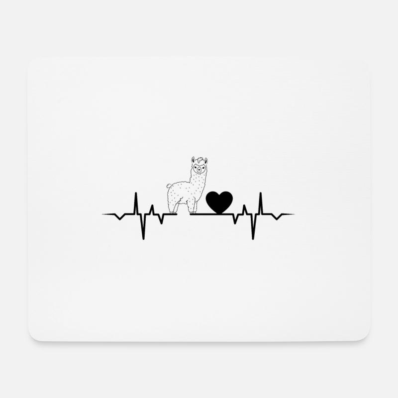 Llama Alpaca Heartbeat - Mousepad (Querformat) - Weiß