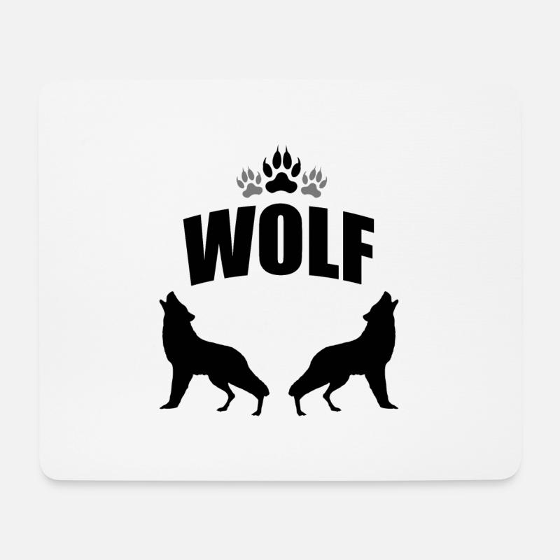 Wolf - Mousepad (Querformat) - Weiß