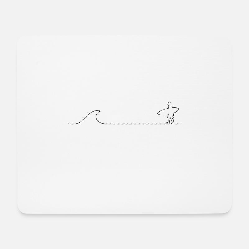 Surfing Wave Line Surf Wave Line Leash - Mouse Pad (horizontal) - white