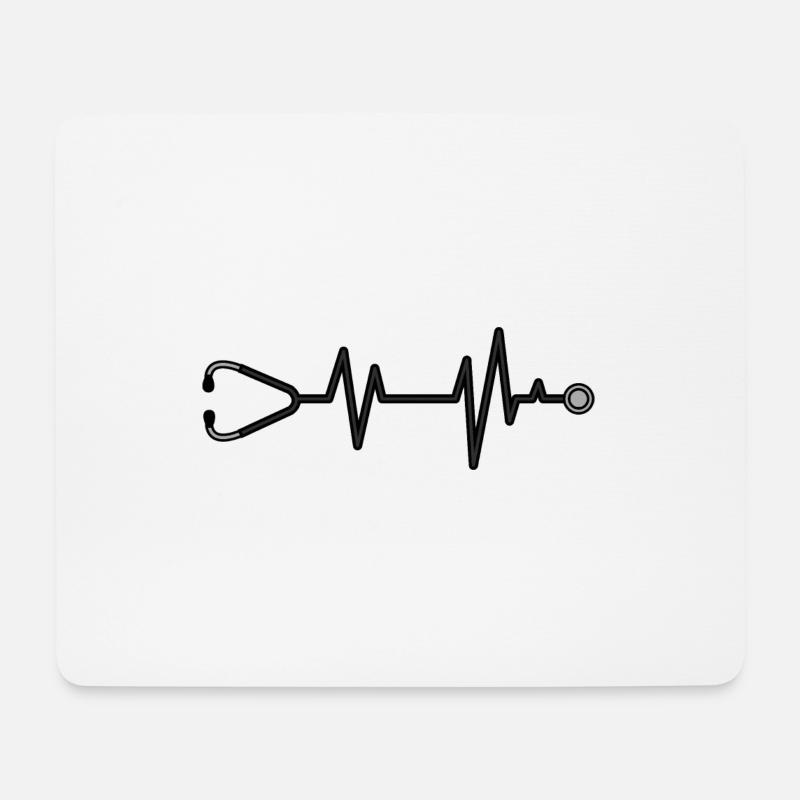 Heartbeat Arzt - Mousepad (Querformat) - Weiß