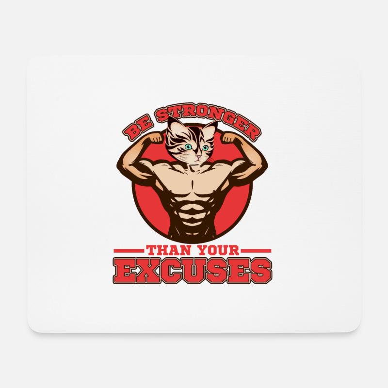 Muskelkatze - Mousepad (Querformat) - Weiß