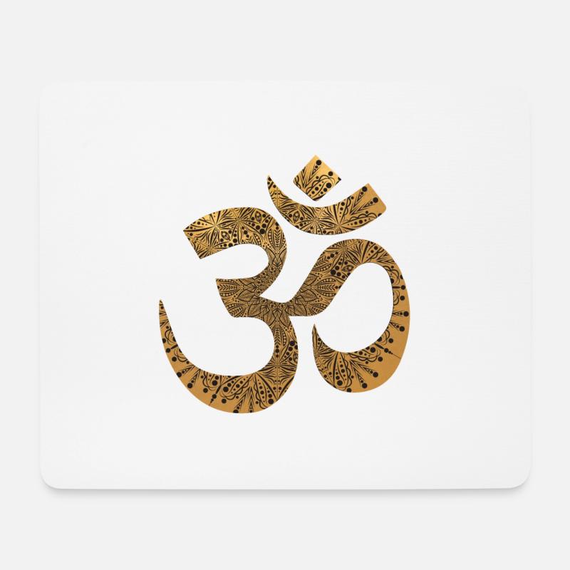 Golden om sign | Mandala - Mouse Pad (horizontal) - white