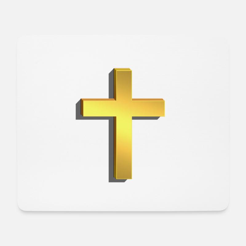 Goldenes Kreuz 3D - Mousepad (Querformat) - Weiß