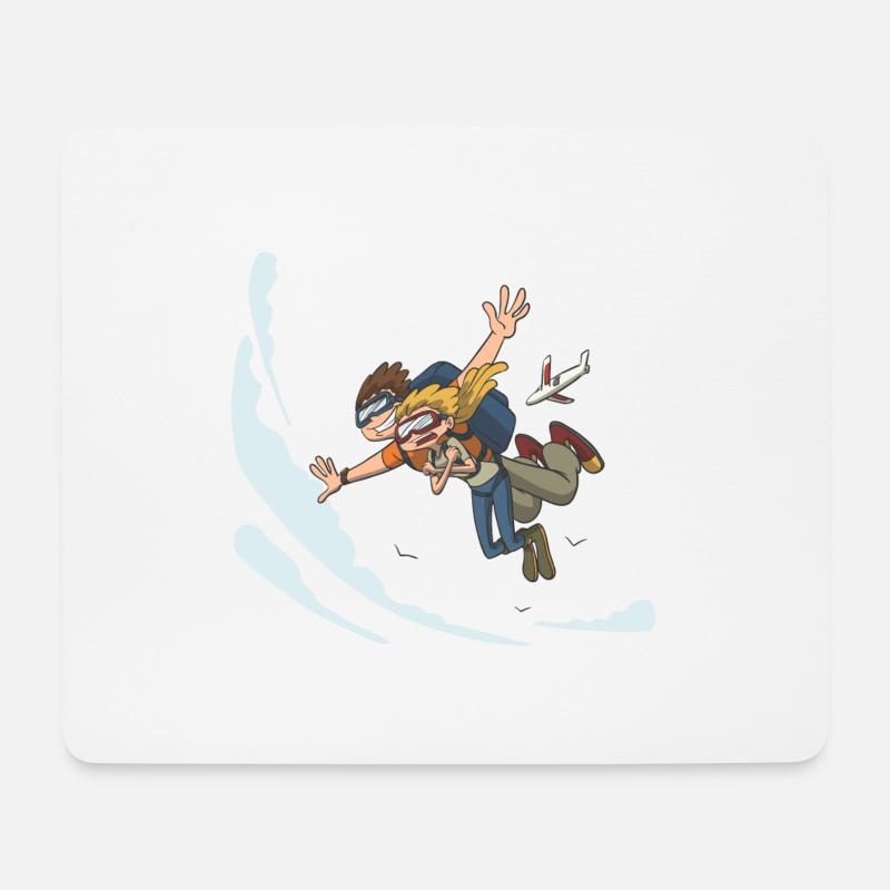 Fallschirmspringer Tandem aus Flugzeug Geschenk - Mousepad (Querformat) - Weiß