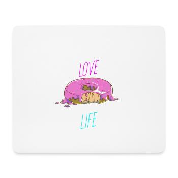 Donut Liebe Leben Love Live Doughnut Glück - Mousepad (Querformat) - Weiß - Vorne