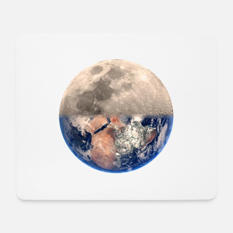 Moon earth world - Mouse Pad (horizontal) - white