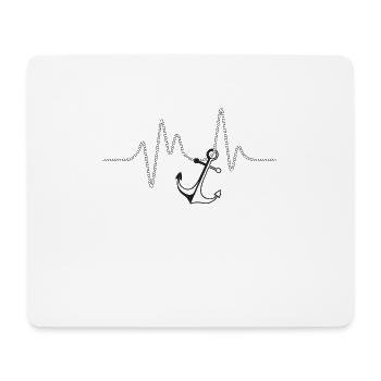 Herzschlag maritim Anker - Mousepad (Querformat) - Weiß - Vorne