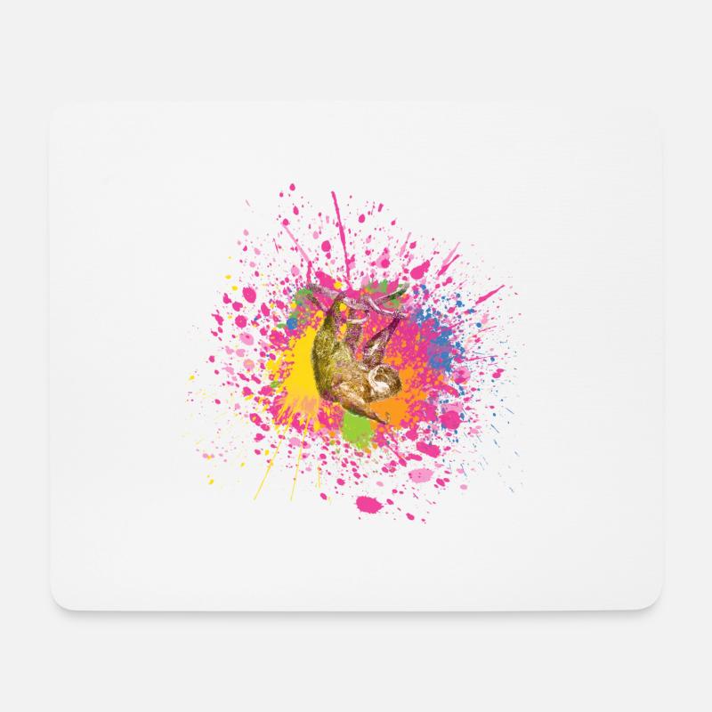 Faultier / Sloth Splatter Tier - Mousepad (Querformat) - Weiß