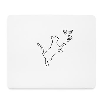 badminton cat - Mouse Pad (horizontal) - white - Front