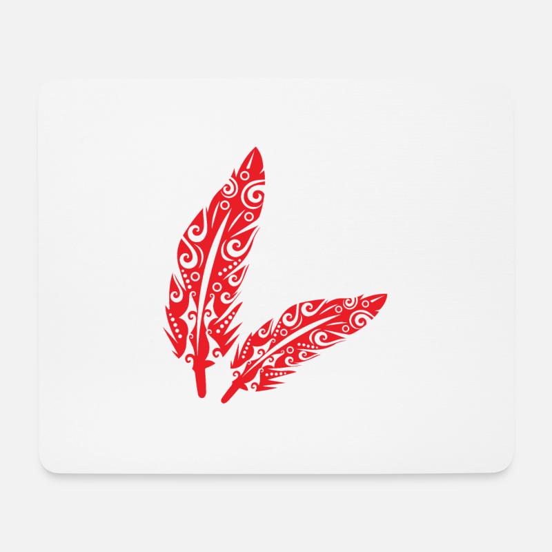 Maori Feather Feathers Red - Gift Idea - Mouse Pad (horizontal) - white