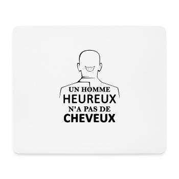 Un homme heureux n'a pas de cheveux - Tapis de souris (format paysage) - blanc - Devant