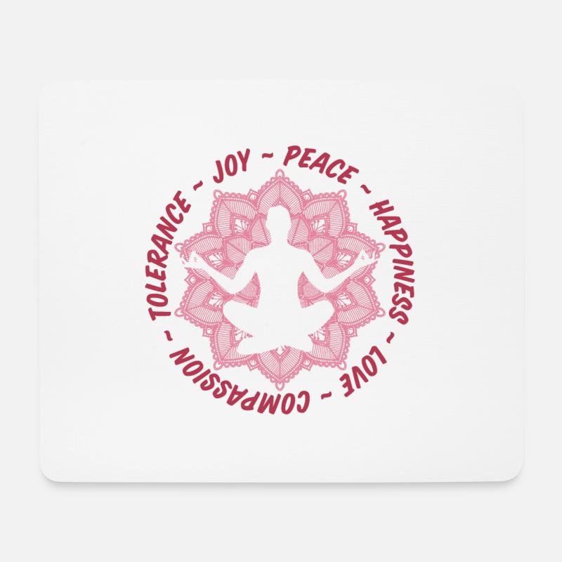 Peace, love, tolerance, relaxation, meditation - Mouse Pad (horizontal) - white
