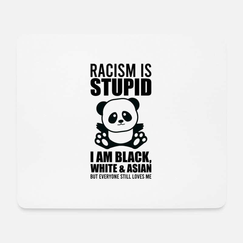 Sweet panda against racism! - Mouse Pad (horizontal) - white