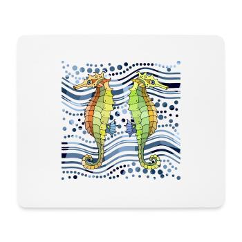 Hippocampes - Tapis de souris (format paysage) - blanc - Devant