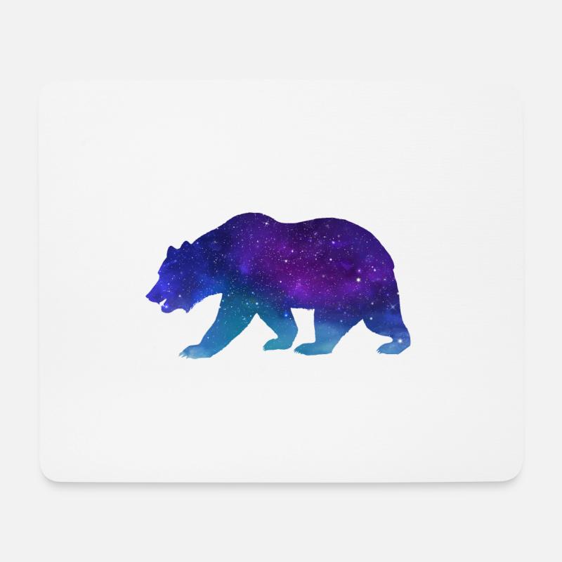 bär eisbär grizzli waldtier wildnis stern nacht - Mousepad (Querformat) - Weiß