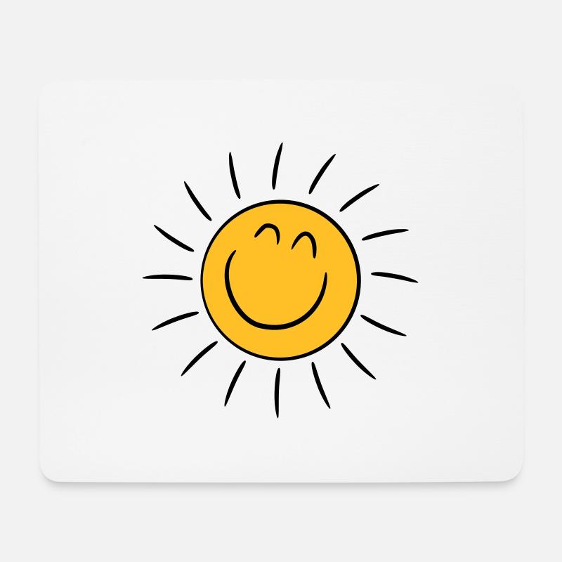 Soleil heureux souriant - Tapis de souris (format paysage) - blanc